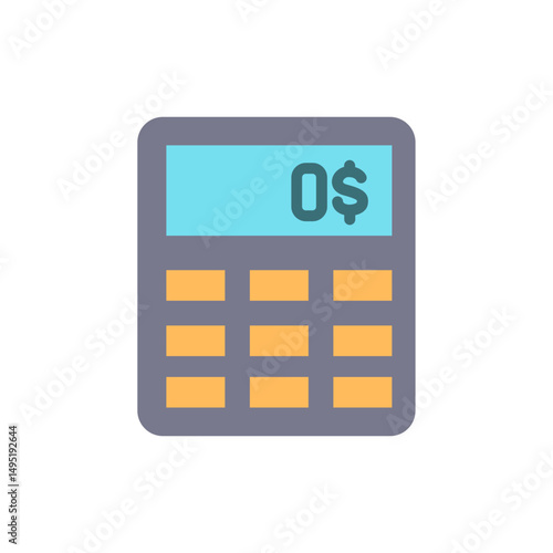 Calculator illustration showing zero dollars for finance or accounting themes