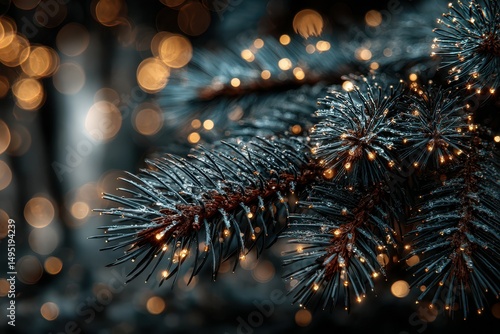 Wallpaper Mural Warm winter evening with a beautifully decorated pine tree illuminated by lights Torontodigital.ca