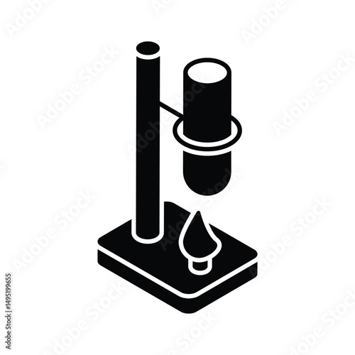 A well crafted isometric filled icon of retort stand
