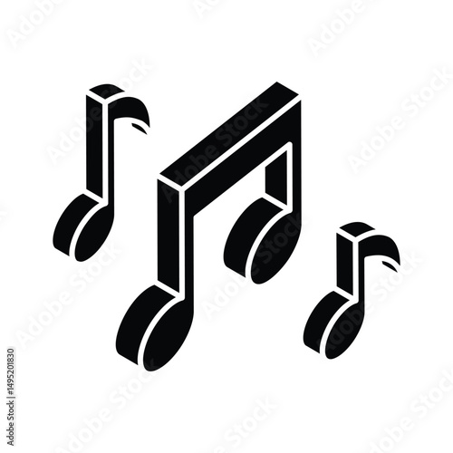 A premium isometric filled icon of music note