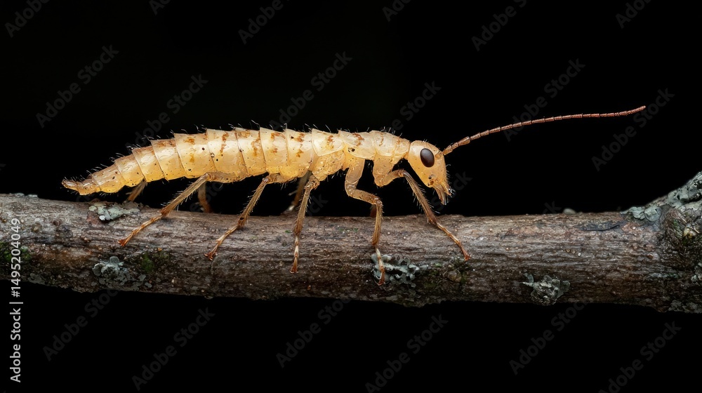 5. A macro shot captures an insect crawling along a branch, showcasing its tiny, precise movements 5. A macro shot captures an insect crawling along a branch, showcasing its tiny, precise movements