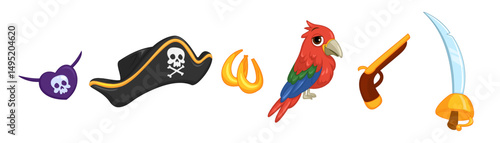 set of pirates items vector