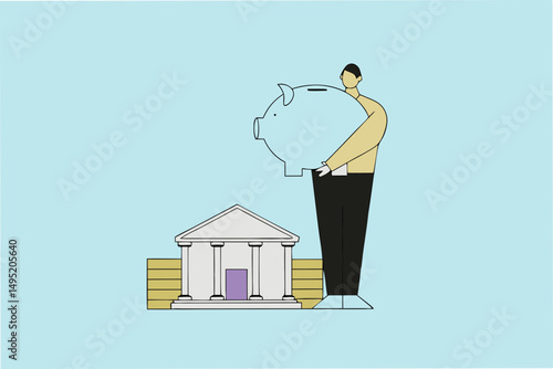 illustration of a man standing in front of house