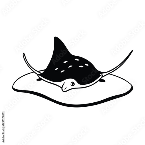 3D Stingray Hiding On Ocean Floor