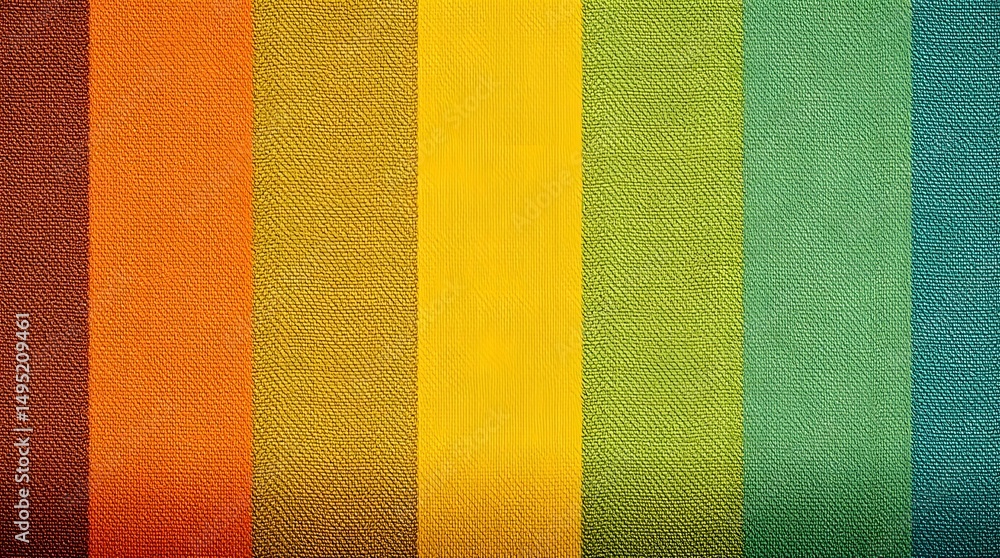 A textured rainbow stripe pattern in warm and cool colors.