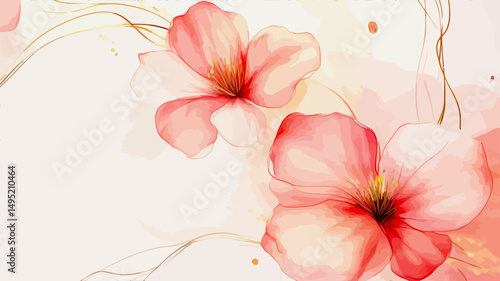Elegant spring floral composition in watercolor style with soft pastel colors and botanical elements - vector illustration