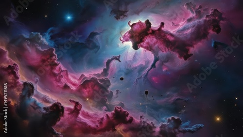 Wallpaper Mural Majestic Cosmic Nebula with Galaxies and Planets in Deep Space – Vibrant Universe Torontodigital.ca