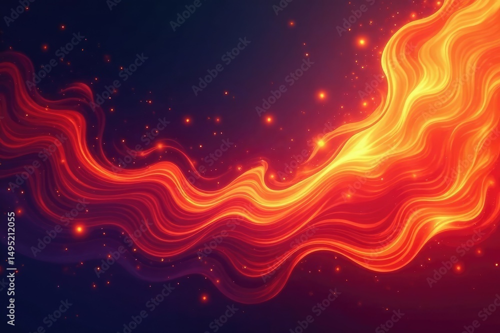 Obraz premium Abstract fiery vector art, swirling flames in vibrant colors Perfect for design projects needing a fiery element , swirl, flames, curve