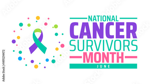 National Cancer Survivors Month background banner or poster design template. observed every year in June. Holiday concept. Use to any Template, card, poster, placard, template.