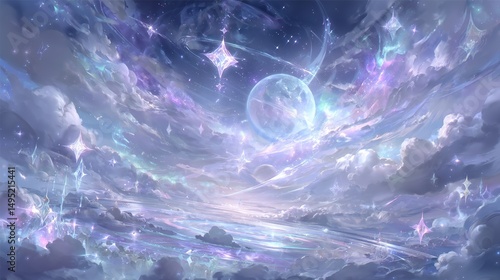 Huge clouds of hydrogen and helium, stimulated by ultraviolet radiation, illuminate the surroundings with an unearthly luminescence