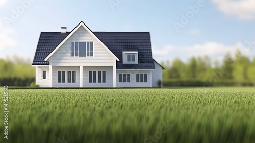 Wallpaper Mural Suburban home surrounded by a manicured lawn and lush greenery. Torontodigital.ca