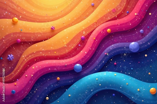 Geometric shapes and lines create a flowing seamless background, photo, shapes