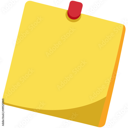 Yellow sticky note paper with pin
