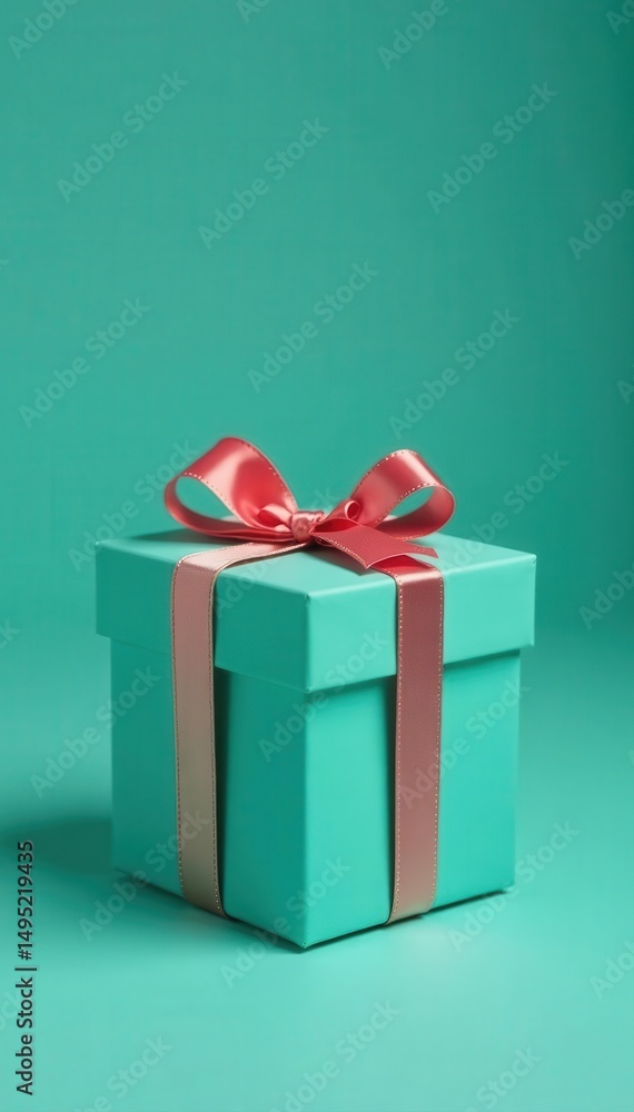 Obraz premium Elegant small gift box, vibrant teal background, craft, cardboard, vibrant