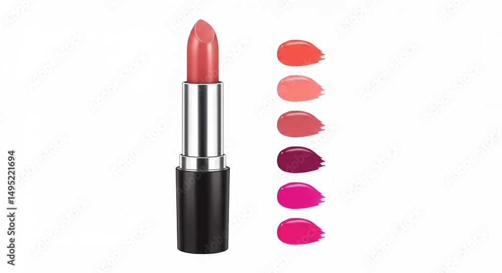 Lipstick shades display against white background Lipstick shades display against white background