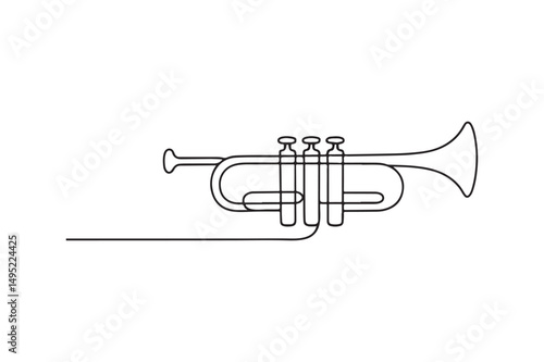 Trumpet continuous one line drawing minimalism design