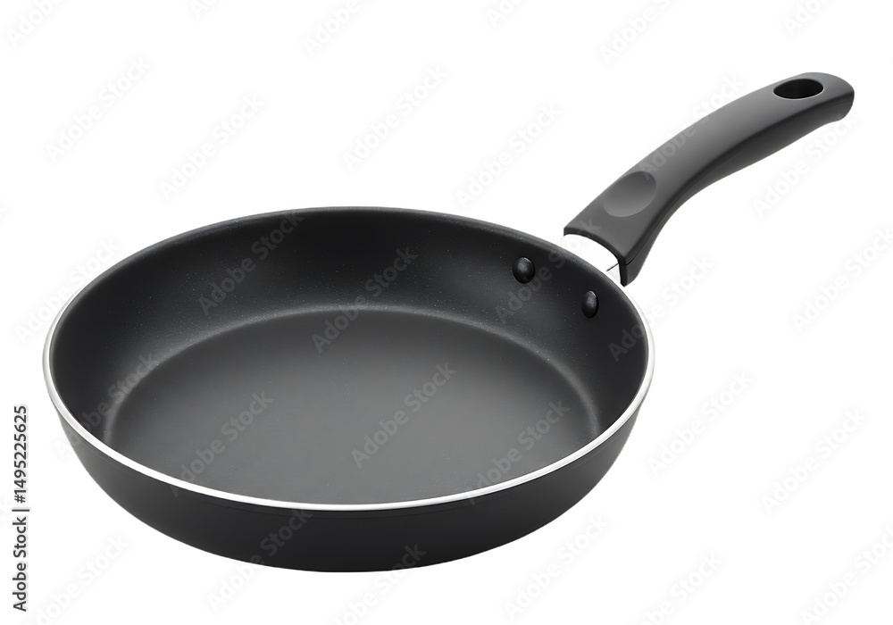 Black Ceramic-Coated Frying Pan with Ergonomic Handle Isolated on transparent background Black Ceramic-Coated Frying Pan with Ergonomic Handle Isolated on transparent background
