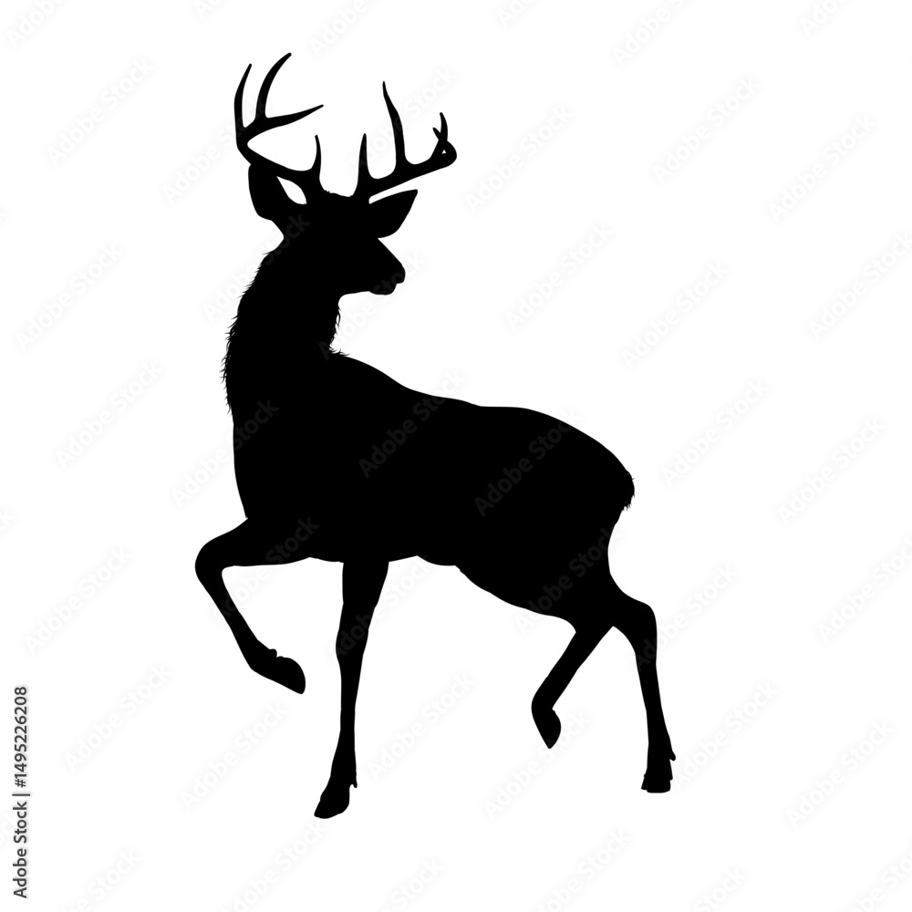 Obraz premium deer silhouette, side view – vector illustration