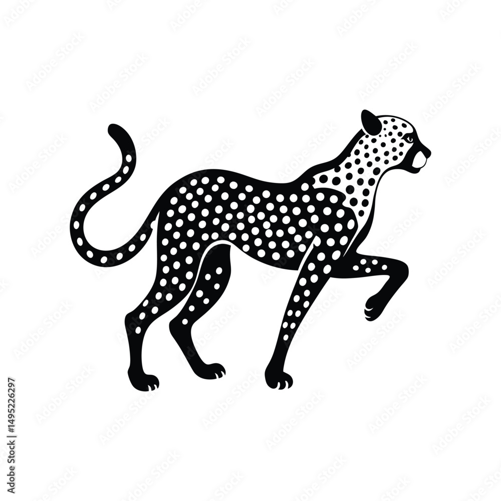 Obraz premium Flat and Minimal Luxury running cheetah animal logo vector illustration isolated on white background