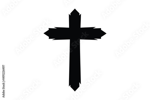 Christian cross icon silhouette vector illustration