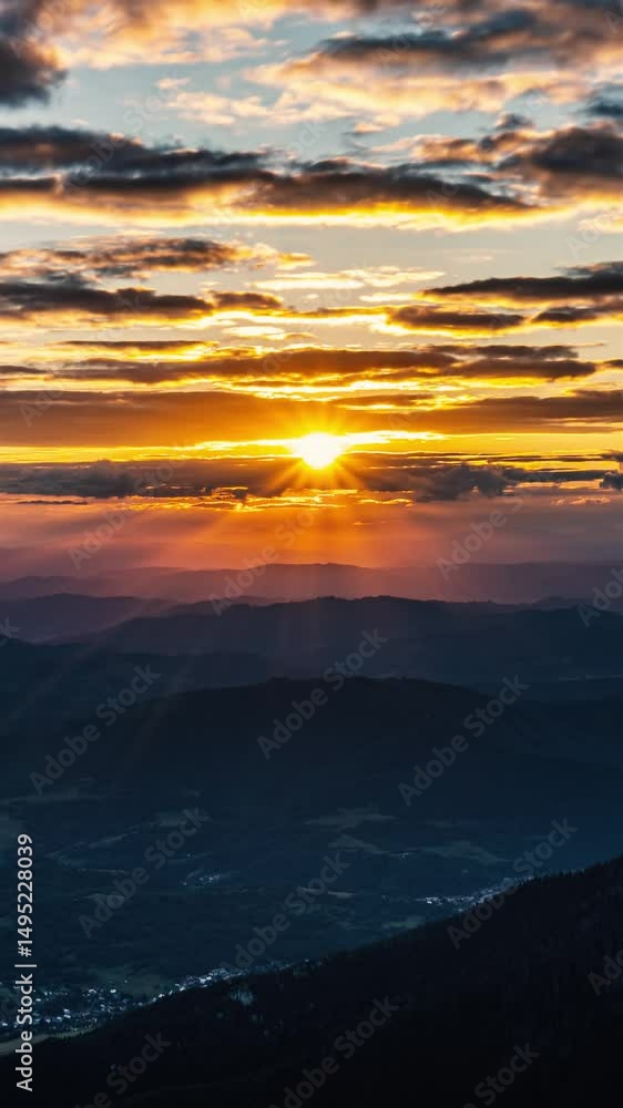 Magical Sunrise Over Mountains Nature Vertical Time Lapse Magical Sunrise Over Mountains Nature Vertical Time Lapse