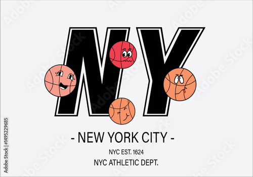 NY, new york college typography. Vector illustration design for fashion graphics, t shirt prints.