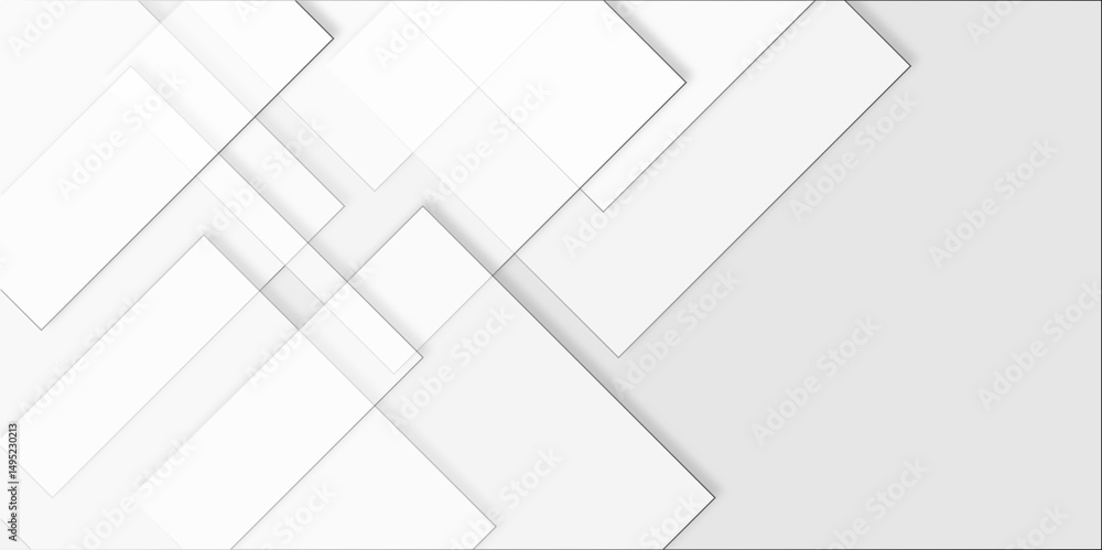Fototapeta premium Abstract white rectangle shape geometric line background. abstract seamless modern white and gray color technology concept geometric rectangle vector .White square Vetor futuristic square work.
