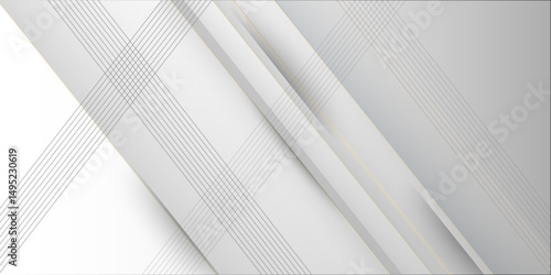 Grey white abstract background paper shine and layer element vector for presentation design. Vector white horizontal template for business banner, formal invitation backdrop, luxury modern .