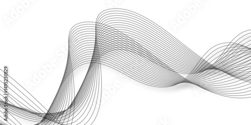 Abstract wave blend lines on transparent background. Design for banner, wallpaper, background and many more. Undulate Grey Wave Swirl, frequency sound wave, twisted curve lines with blend effect.	
