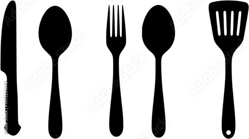 Cutlery set silhouette,Kitchen silhouette set
