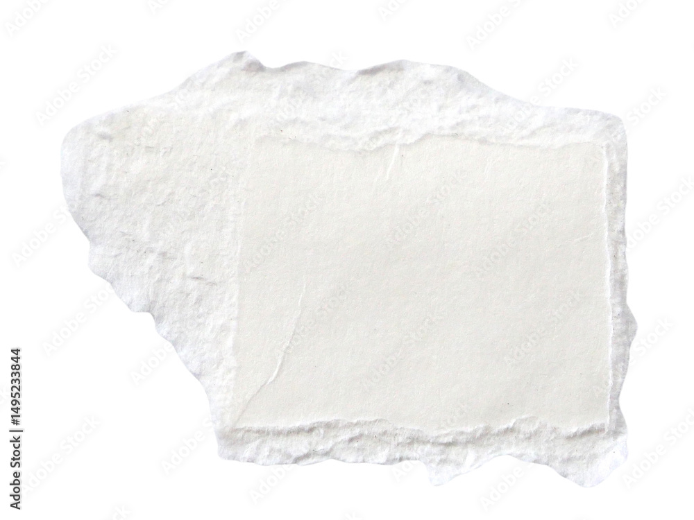 Obraz premium Pieces of torn or cut white cardboard isolated design element on transparent background.