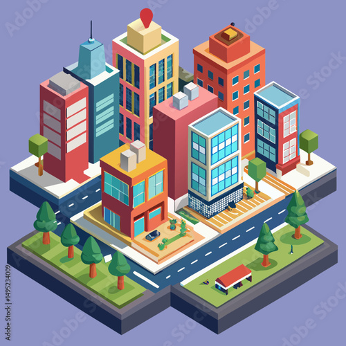 vector isometric city