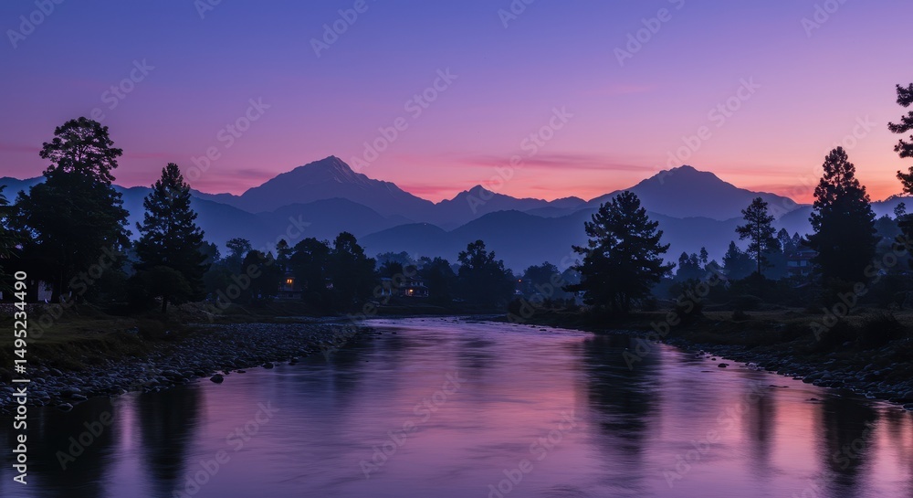 Fototapeta premium River Scene for 3D Design – Stunning Nature Landscape Reference for 3D Modeling and Animation