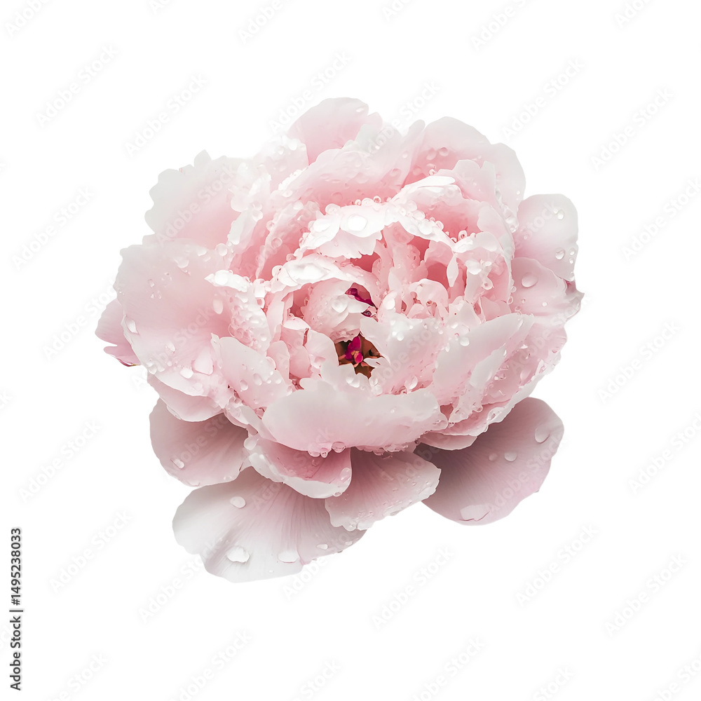 Pink peony flower with water droplets isolated on transparent background Pink peony flower with water droplets isolated on transparent background