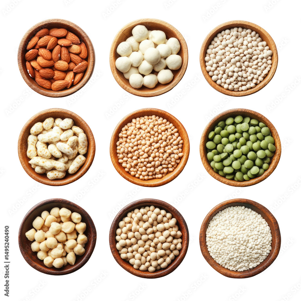 Top Vegan Proteins isolated on a transparent background Top Vegan Proteins isolated on a transparent background