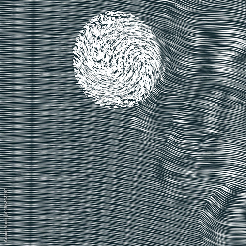 Striped texture with a protruding circular spot with distortions.