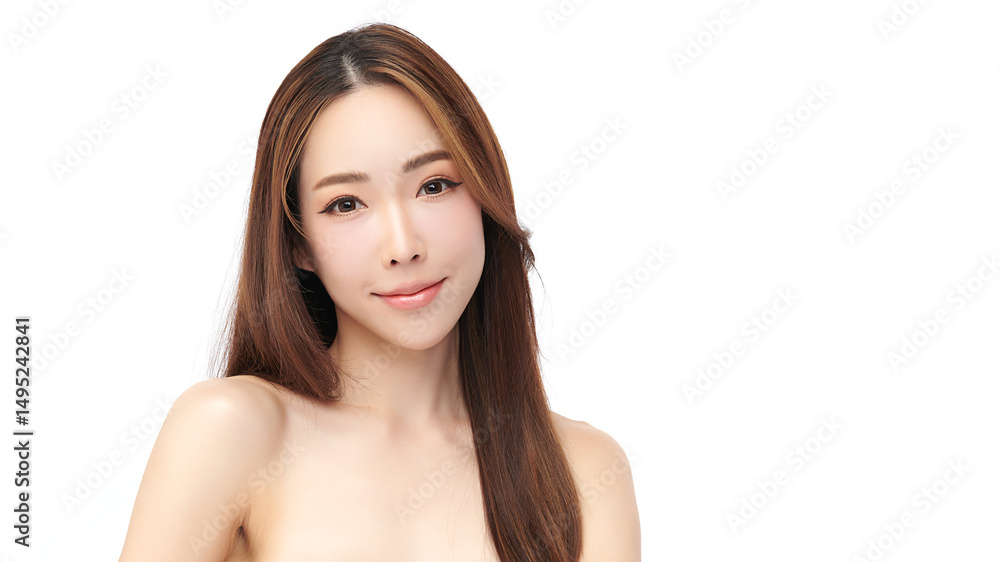 A beautiful young Asian woman with clean, fresh skin against a white background. Skincare, facial treatment, cosmetology, beauty, and spa. An elegant portrait of an Asian woman. A beautiful young Asian woman with clean, fresh skin against a white background. Skincare, facial treatment, cosmetology, beauty, and spa. An elegant portrait of an Asian woman.