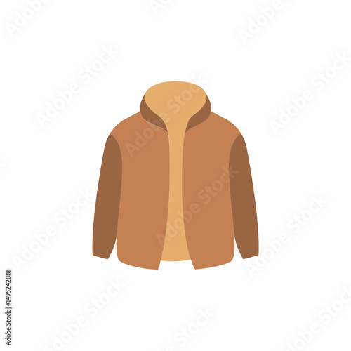 Simplified brown outerwear garment illustration with transparent backdrop vector graphic