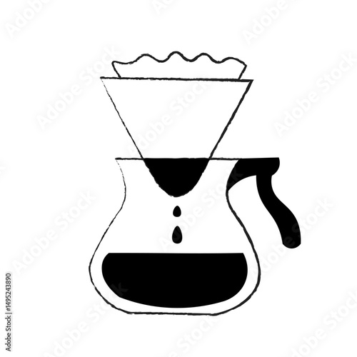 Pour over, V60, coffee maker, alternative coffee brewing methods simple thin line icon vector illustration