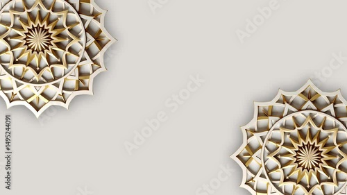 Islamic background with a golden and white mandala featuring intricate design, suitable for religious and cultural designs and decor.