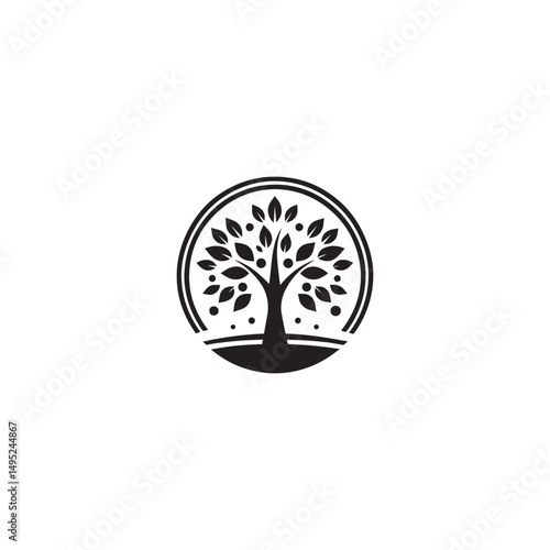 Oak Tree vector logo design, vibrant tree, Tree of life logo design, Root Leaf Family Tree, Oak Banyan Maple Stamp Seal Emblem Label logo design vector