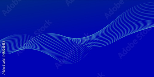 Abstract glowing wave lines on dark blue background. Dynamic wave pattern. Modern flowing wavy lines. modern