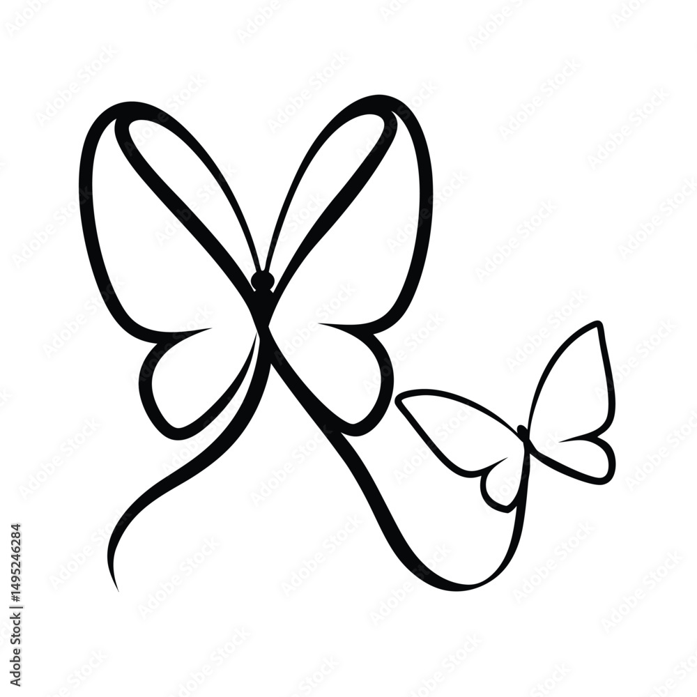 Fototapeta premium Pink Ribbon Transforming into Butterflies