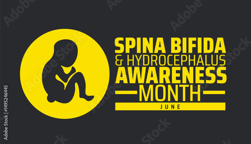 Spina Bifida and Hydrocephalus Awareness Month background banner or poster design template. observed every year in June. Holiday concept. Use to any Template, card, poster, placard, template.