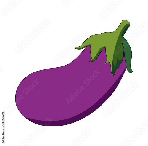 Cartoon Purple Eggplant Digital Vectors Illustration 