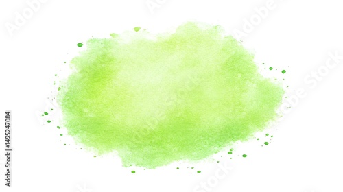 Light green watercolor splash, with a vibrant color palette and various shades of green.  The splash has a round, irregular shape, and is composed of light green spots.
