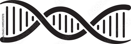 Simple Black DNA Double Helix Icon Illustration