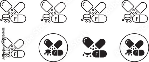 Multiple Variations of Folate Supplement Capsule Icons