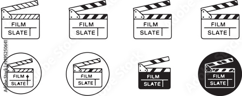 Film Slate Icons Set Various Styles and Variations