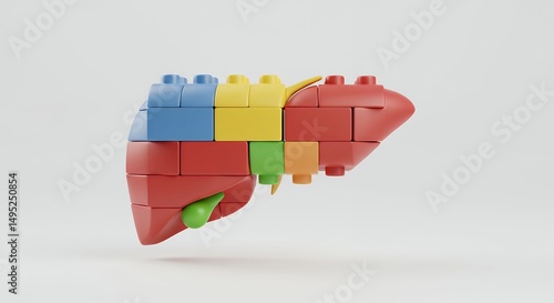 Colorful liver model blocks illustration